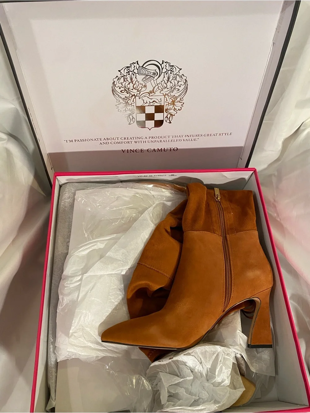 NIB Vince Camuto Tapala over the knee boot brown suede 9 wide calf lace up